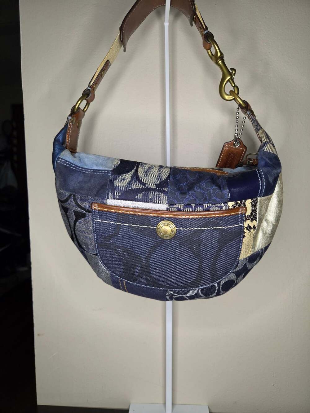 Y2K Coach Denim Patchwork Hobo Bag